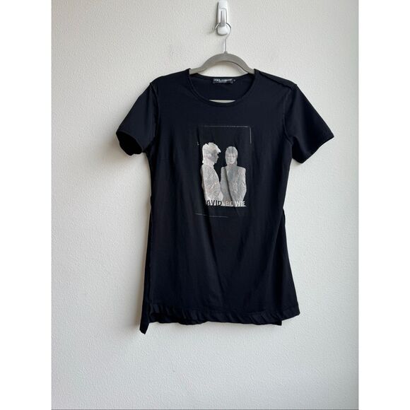 Dolce & Gabbana David Bowie 100% Cotton Women Black Shirt T Shirt Size 42 Small - Picture 1 of 6